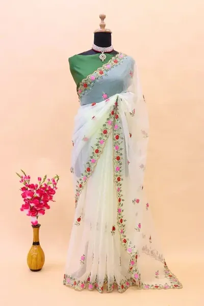 Fancy Organza Saree with Blouse Piece for Women