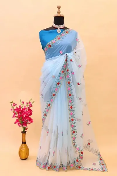 Fancy Organza Saree with Blouse Piece for Women