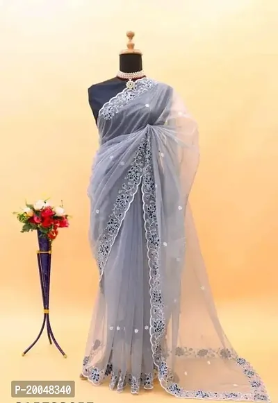 Fancy Organza Saree with Blouse Piece for Women-thumb0