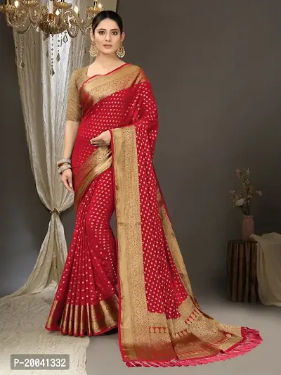 Fancy Silk Blend Saree with Blouse Piece for Women