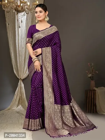 Fancy Silk Blend Saree with Blouse Piece for Women-thumb0