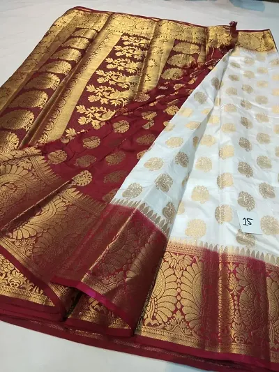 Silk Blend Zari Weaving Banarasi Saree with Blouse Piece