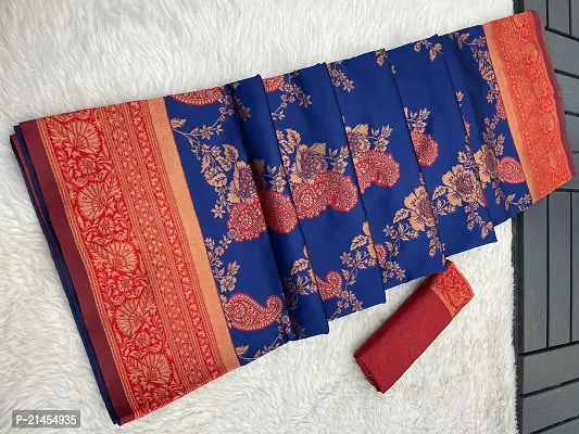 Beautiful Cotton Silk Saree With Separate Blouse For Women-thumb0