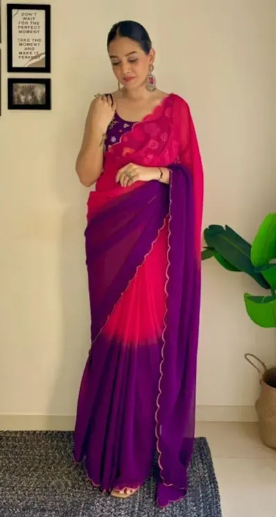 New In Georgette Saree with Blouse piece