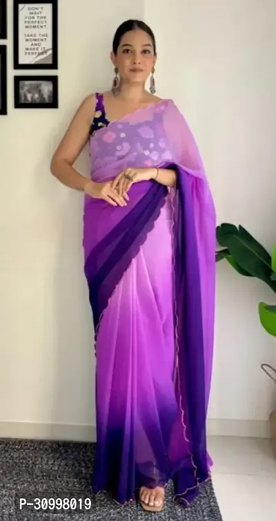 Elegant Multicolored Georgette Saree With Blouse Piece For Women