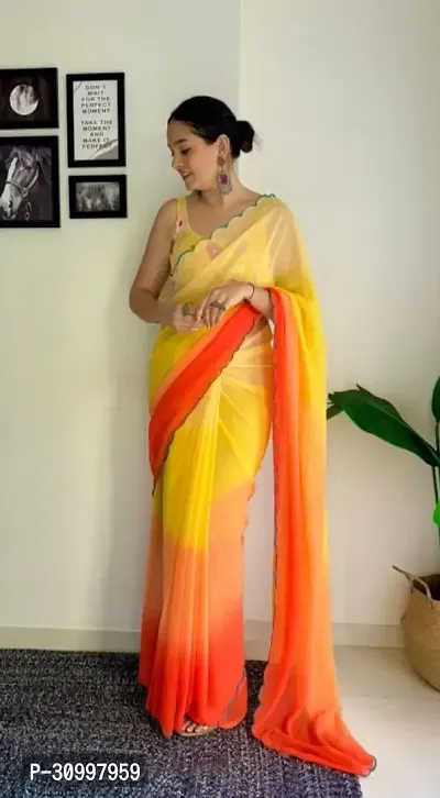 Elegant Multicolored Georgette Saree With Blouse Piece For Women