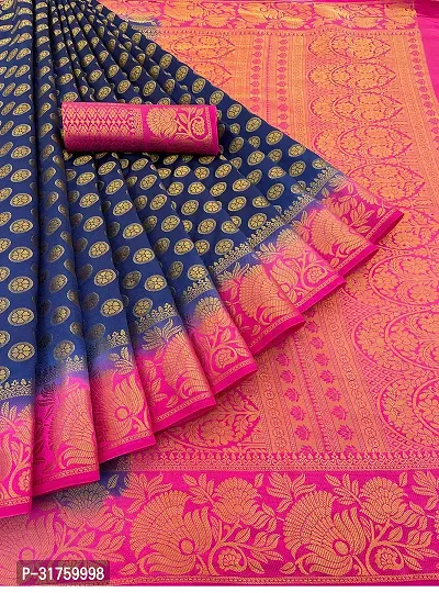 Banarasi Soft Silk Woven Design Saree with Blouse piece-thumb0