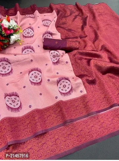 Copper Zari Silk Blend Woven Design With Blouse Piece