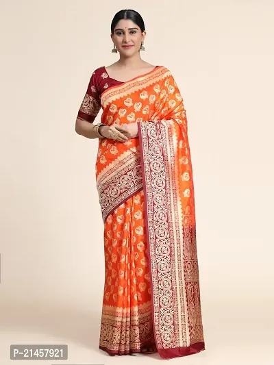 Silk Blend Woven Design Saree With Blouse Piece-thumb4