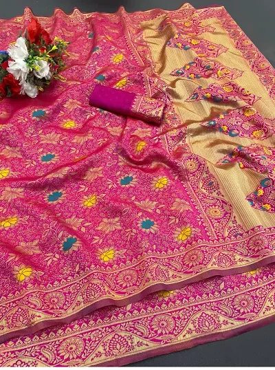 Best Selling Art Silk Saree with Blouse piece 