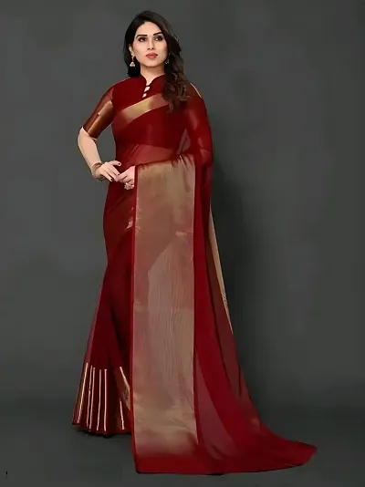 Striped Art Silk Saree with Blouse Piece