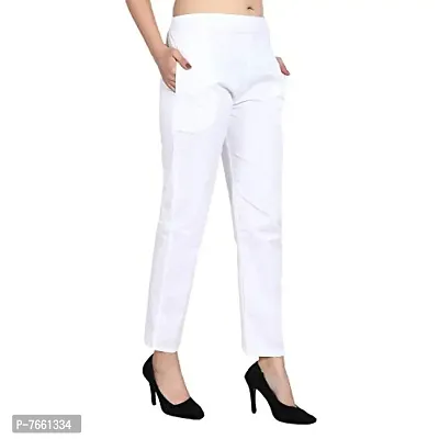 SriSaras Women's Straight Fit Cotton Pants/Trousers-thumb3