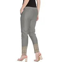 SriSaras Women's Regular Fit Silk Gold Border Pants/Trousers (2XL, Silver)-thumb2