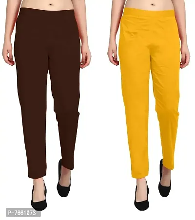 SriSaras Women's Straight Fit Cotton Pants/Trousers-thumb0