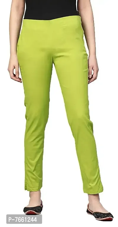 SriSaras Women's Straight Fit Cotton Pants/Trousers (2XL, RED Parrot Green)-thumb3
