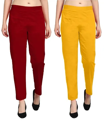 SriSaras Premium Cotton Pants/Trousers Pack of 2