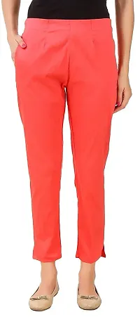 SriSaras Women's Straight Fit Cotton Pants/Trousers (2XL, Coral SEA Green)-thumb1