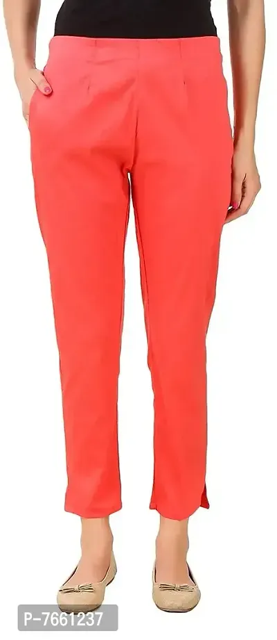 SriSaras Women's Straight Fit Cotton Pants/Trousers (2XL, Coral SEA Green)-thumb2