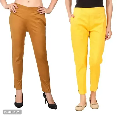 SriSaras Women's Straight Fit Cotton Pants/Trousers