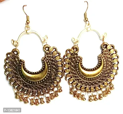 lightweight womens and girls fashion earrings moon layer gold oxidised earrings-thumb4