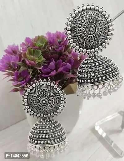 SILVER  FLOWER JHUMKI-thumb0