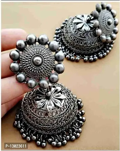 JMBW Z-BLACK BEAUTIFUL OXIDISED JHUMKA EARRING FOR GIRLS/WOMENS-thumb2