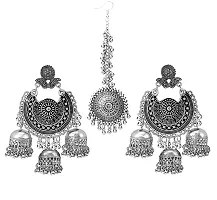 JMBW International traditional Earrings with Maang Tikka For Women/Girls/silver color-thumb4