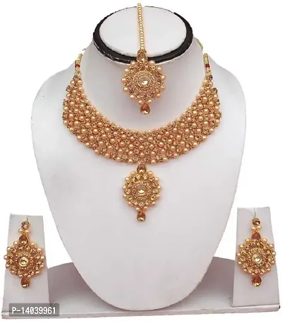 Women Stylish Brass Jewellery Set with Maag Tikka-thumb0