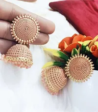 Floral jhumki  (Red and Peach)-thumb1