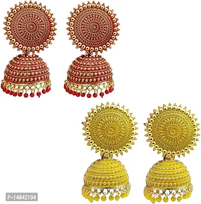 Floral earring jhumki (Yellow and Red  )-thumb0