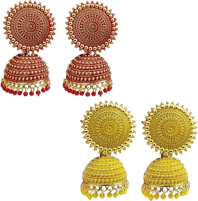 Combo Of 2 Alisha Fashionable Drop Dome Shape Jhumki Earrings