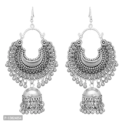 JMBW International Oxidised Fashion Stylish Antique Afghani Jewellry Silver Earrings set