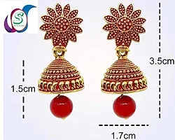 Golden Classic Multi-Color Golden Jhumke Earrings Combo for Women (Set 12) - Fancy & elegant Traditional Indian Simple Hanging Jhumki Ear Rings Pack for Girls-thumb4