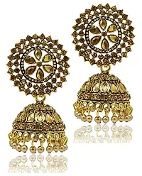 combo of 4(pairs) Gold Plated Handmade Meenawork Combo Jhumka Earrings For Womens/Girls-thumb1