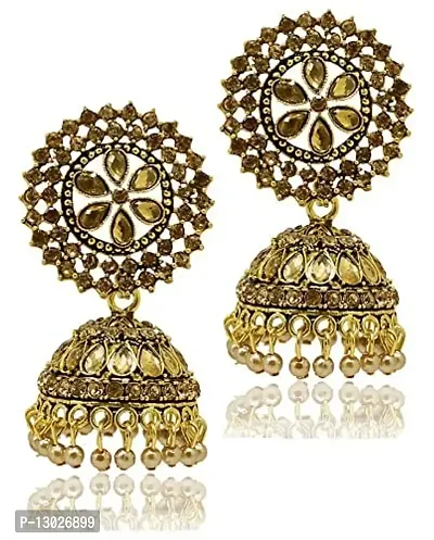 combo of 4(pairs) Gold Plated Handmade Meenawork Combo Jhumka Earrings For Womens/Girls-thumb2