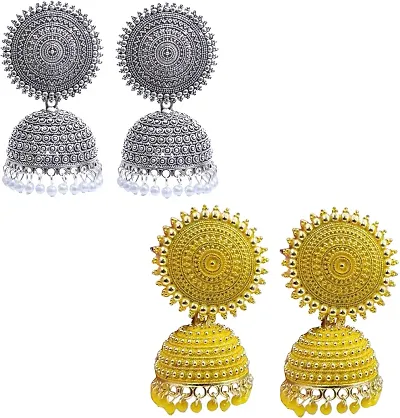 Combo Of 2 Drishya Attractive Drop Dome Shape Jhumki Earrings