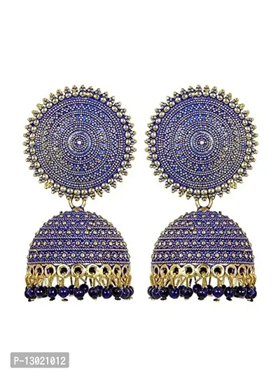 JMBW Fashion Jhumki Earrings for Women- Traditional Bollywood Ethnic Bridal Wedding Indian Pearl Hangings-thumb0