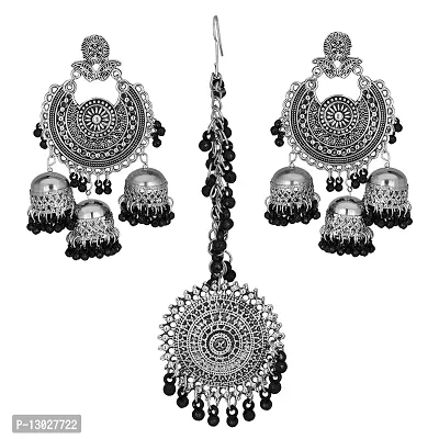 JMBW International traditional Navratri Wedding Bridal Earrings with Maang Tikka Combo for Women and Girls