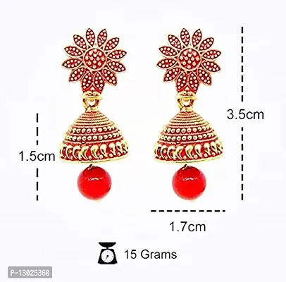 Traditional Golden Fancy Jhumka Earrings Combo for Womens (Set of 6) - Fancy Ethnic Multicolor Small Jhumki Ear Rings Pack for Ladies-thumb5