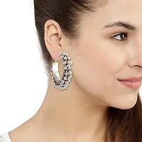 JMBW International Traditional German Silver Afghani Ghungroo Style Small Hoop Earrings For Girls And Women-thumb1