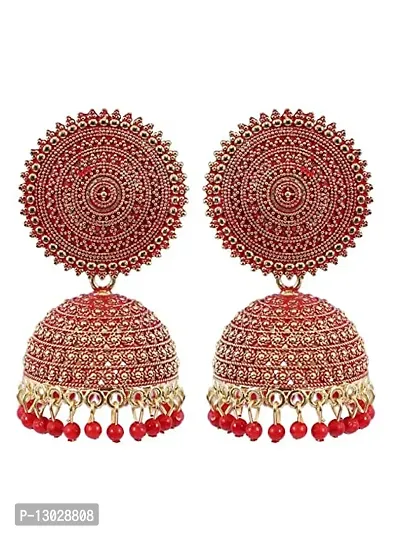 JMBW Fashion Jhumki Earrings for Women- Traditional Bollywood Ethnic Bridal Wedding Indian Pearl Hangings-thumb0