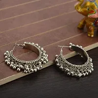 JMBW International Traditional German Silver Afghani Ghungroo Style Small Hoop Earrings For Girls And Women-thumb3