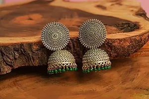 JMBW International Jhumki Earrings for Women- Traditional Bollywood Ethnic Bridal Wedding Indian Pearl Hangings Meenakari jhumka Jewellery for Women/Girls, Green-thumb3