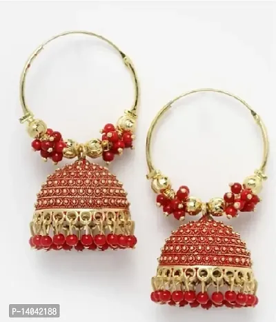 Red Bali Jhumki earring-thumb0