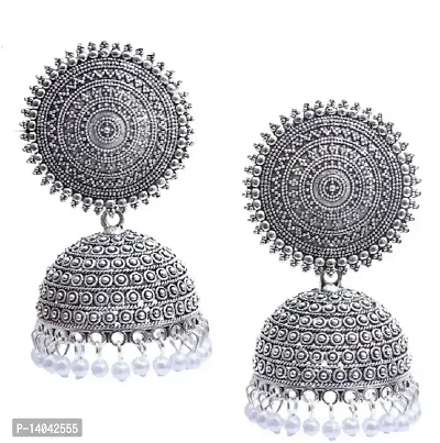 SILVER JHUMKI FLORAL-thumb0