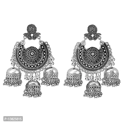 JMBW International traditional Earrings with Maang Tikka For Women/Girls/silver color-thumb3