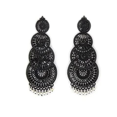 JMBW International Beautiful Jhumki Earrings for Women- Traditional Bollywood Ethnic Bridal Wedding Indian Pearl Hangings Layered Drops and Danglers Earring Jewellery for Women/Girls,