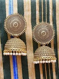 Traditional Multicolor Meenakari Jhumka Gold Plated Earring Set Dome Shaped Jhumki Earrings Combo of 4(pairs)-thumb2