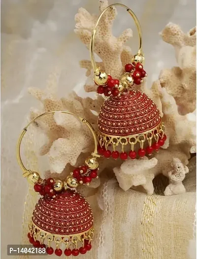 Red Bali Jhumki earring-thumb2