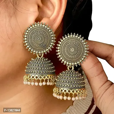 JMBW COMBO OF 2 PAIRS DESIGNER GOLD PLATED JHUMKI EARRINGS FOR WOMENS/GIRLS-thumb4